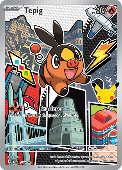 Tepig 050 — Illustrazione Primi Compagni D’Avventura – Serie 1 - 2 - 3 (Italian Pokémon TCG card)