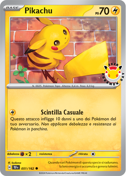 Pikachu 051 — Illustrazione Primi Compagni D’Avventura – Serie 1 (Italian Pokémon TCG card)