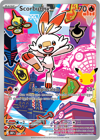 Scorbunny 053 — Illustrazione Primi Compagni D’Avventura – Serie 1 - 2 - 3 (Italian Pokémon TCG card)