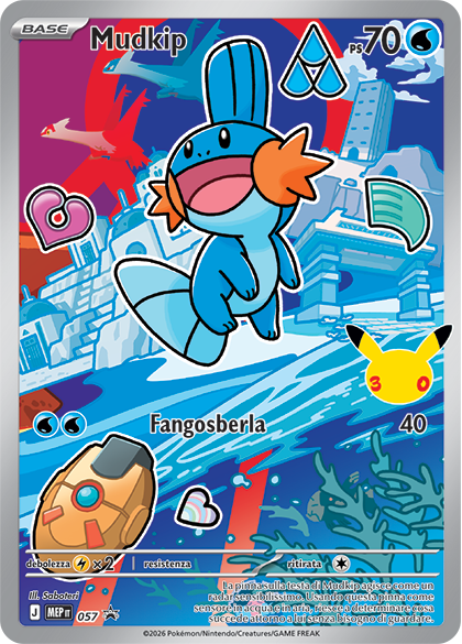 Mudkip 057 — Illustrazione Primi Compagni D’Avventura – Serie 1 - 2 - 3 (Italian Pokémon TCG card)