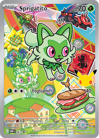 Sprigatito 061 — Illustrazione Primi Compagni D’Avventura – Serie 1 - 2 - 3 (Italian Pokémon TCG card)