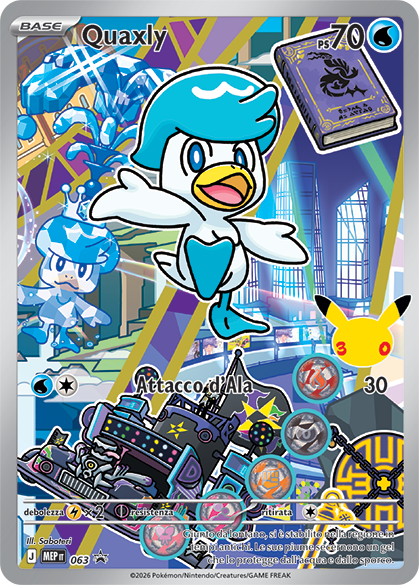 Quaxly 063 — Illustrazione Primi Compagni D’Avventura – Serie 1 - 2 - 3 (Italian Pokémon TCG card)