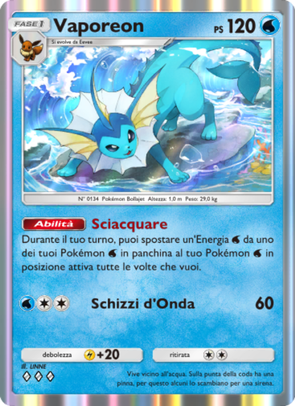 Vaporeon 019/86 — L'Isola Misteriosa (Italian Pokémon TCG card)