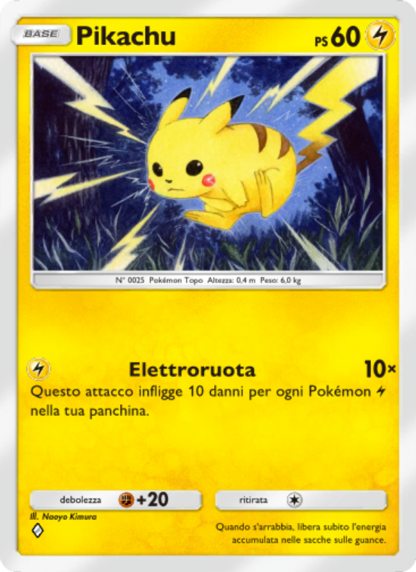 Pikachu 025/86 — L'Isola Misteriosa (Italian Pokémon TCG card)