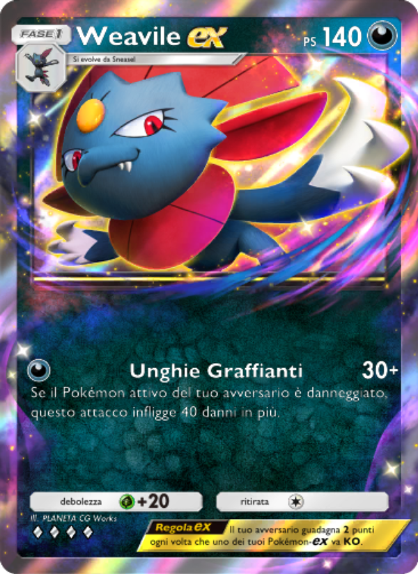 Weavile-ex 099/207 — Scontro Spaziotemporale (Italian Pokémon TCG card)