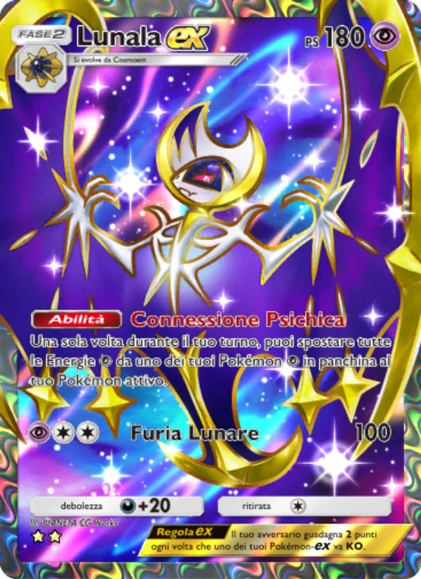 Lunala-ex 186/239 — Guardiani Astrali (Italian Pokémon TCG card)