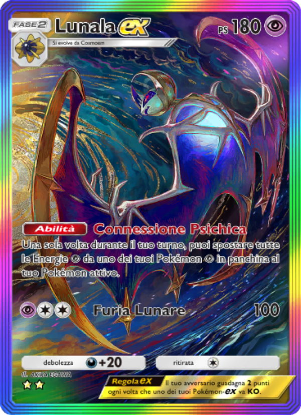Lunala-ex 204/239 — Guardiani Astrali (Italian Pokémon TCG card)