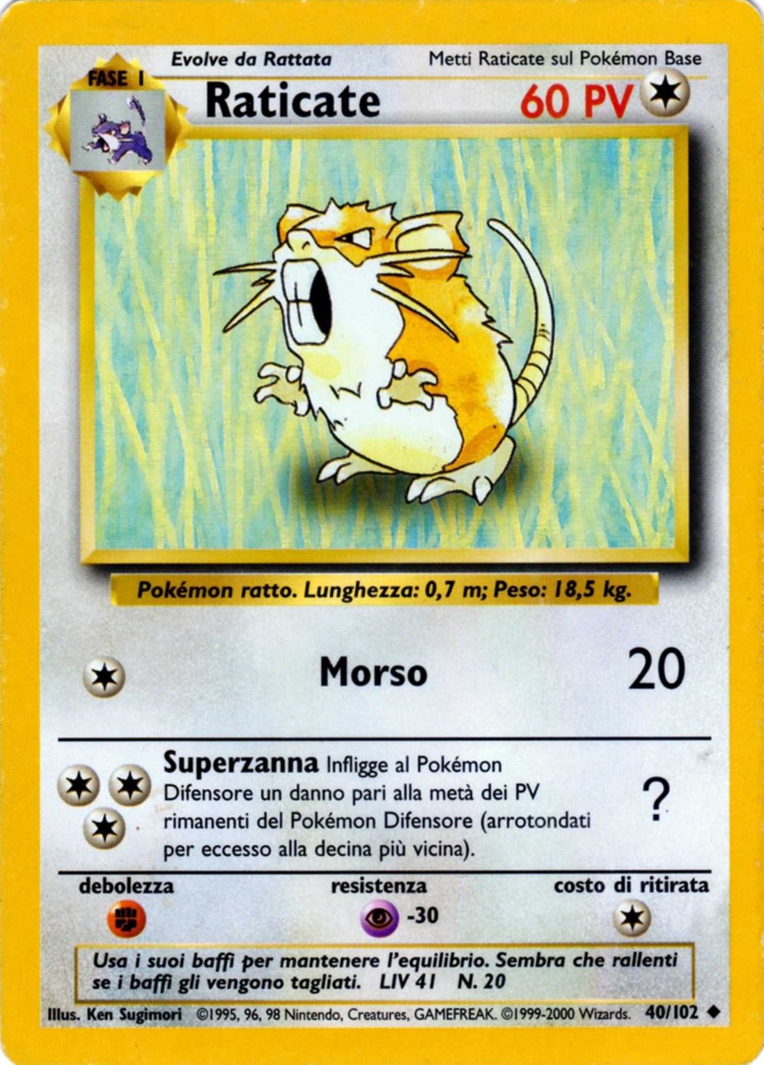 Raticate 058 — Base Set 2 (Italian Pokémon TCG card)