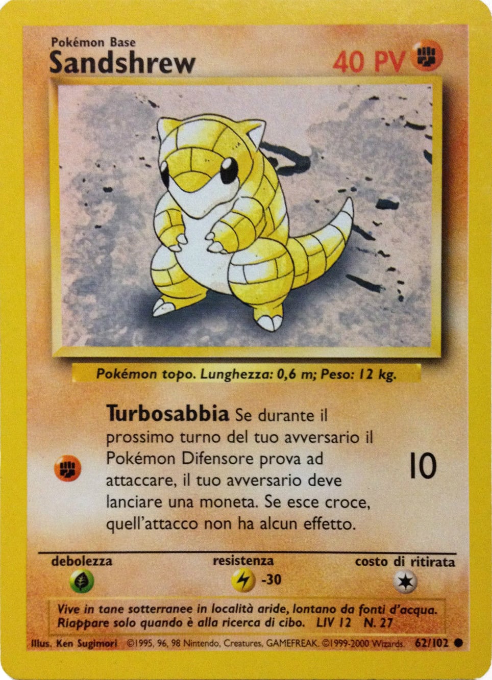 Sandshrew 091 — Base Set 2 (Italian Pokémon TCG card)