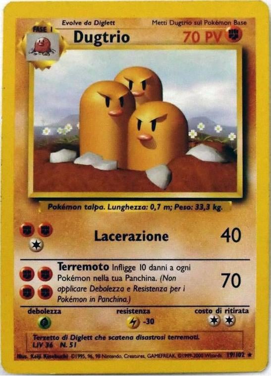 Dugtrio 019/102 — Base Set (Italian Pokémon TCG card)