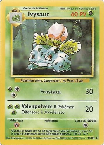 Ivysaur 030/102 — Base Set (Italian Pokémon TCG card)