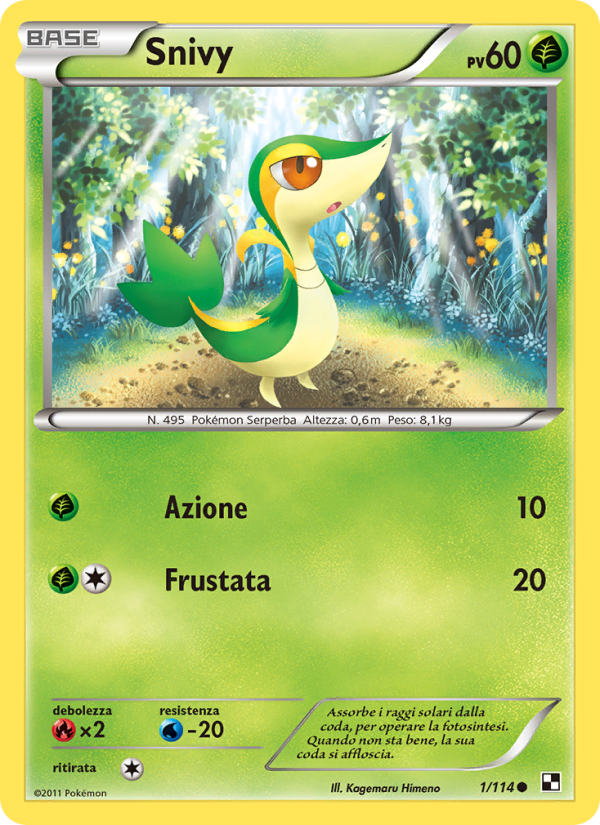 Snivy 001/115 — Nero e Bianco (Italian Pokémon TCG card)