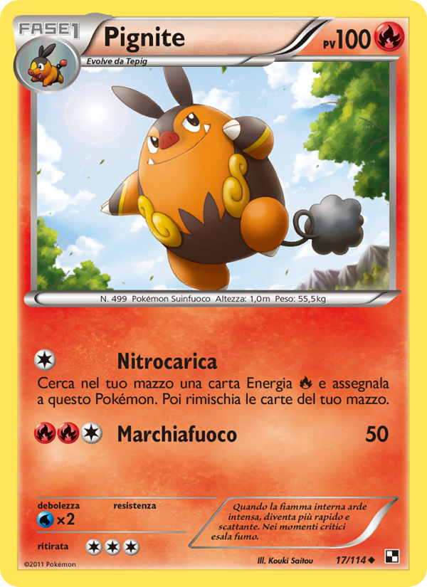 Pignite 017/115 — Nero e Bianco (Italian Pokémon TCG card)