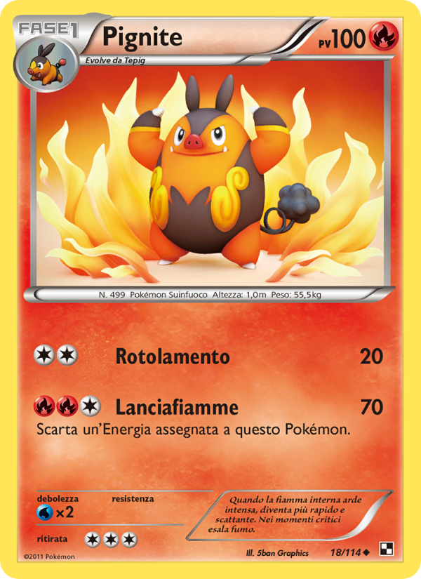 Pignite 018/115 — Nero e Bianco (Italian Pokémon TCG card)