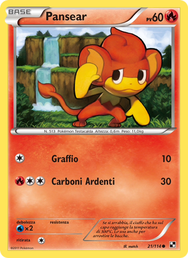Pansear 021/115 — Nero e Bianco (Italian Pokémon TCG card)