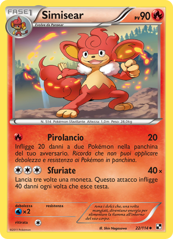 Simisear 022/115 — Nero e Bianco (Italian Pokémon TCG card)