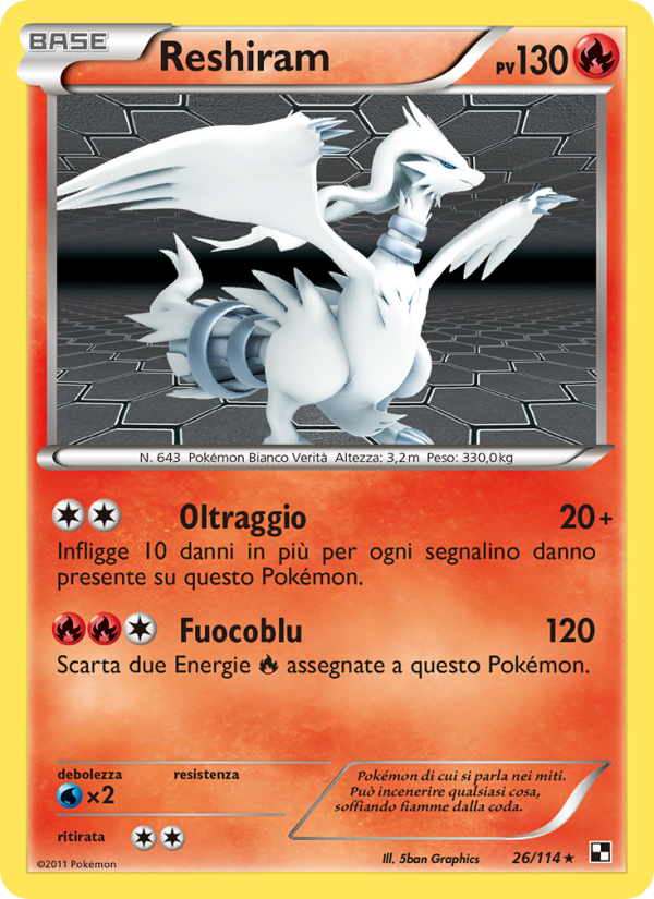 Reshiram 026/115 — Nero e Bianco (Italian Pokémon TCG card)
