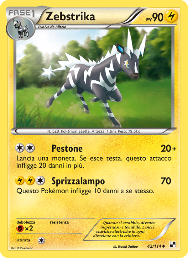 Zebstrika 042/115 — Nero e Bianco (Italian Pokémon TCG card)