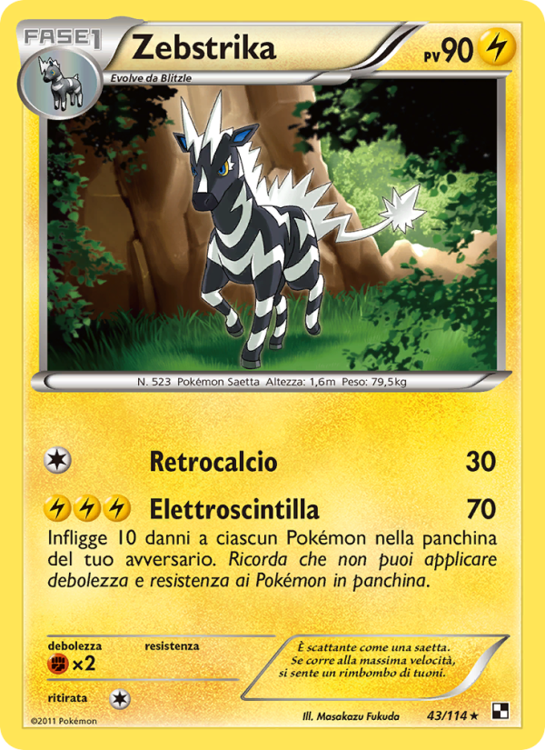 Zebstrika 043/115 — Nero e Bianco (Italian Pokémon TCG card)