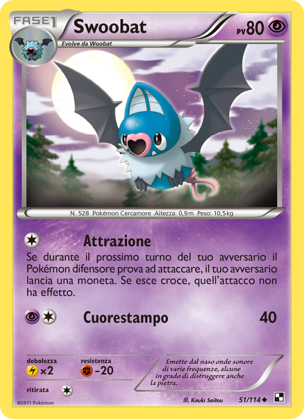 Swoobat 051/115 — Nero e Bianco (Italian Pokémon TCG card)
