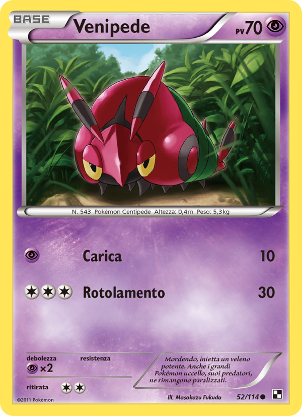 Venipede 052/115 — Nero e Bianco (Italian Pokémon TCG card)