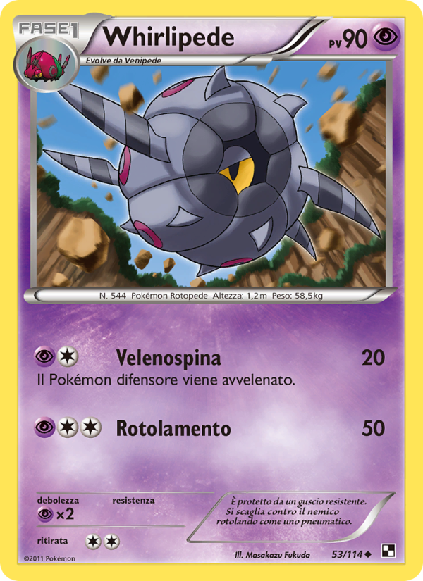 Whirlipede 053/115 — Nero e Bianco (Italian Pokémon TCG card)