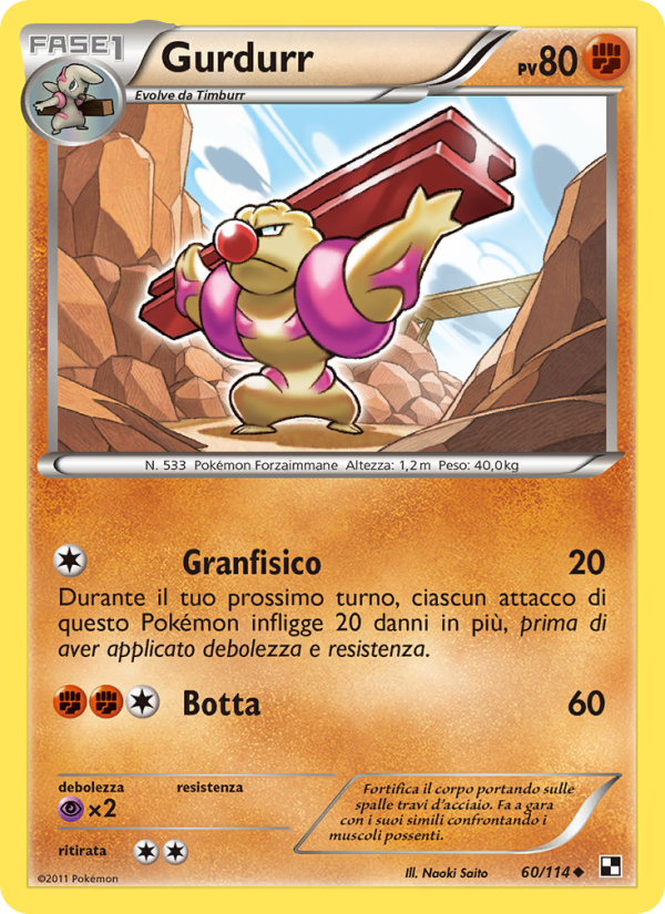 Gurdurr 060/115 — Nero e Bianco (Italian Pokémon TCG card)