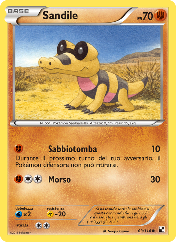Sandile 063/115 — Nero e Bianco (Italian Pokémon TCG card)