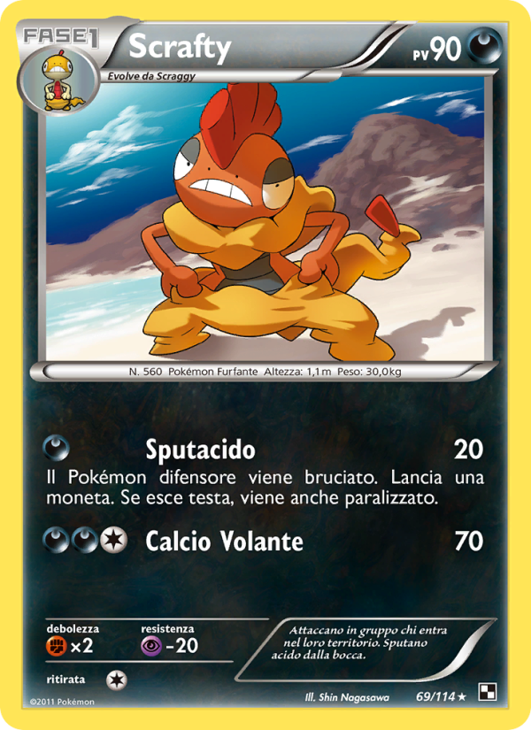 Scrafty 069/115 — Nero e Bianco (Italian Pokémon TCG card)