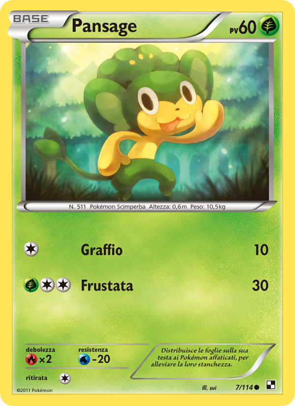 Pansage 007/115 — Nero e Bianco (Italian Pokémon TCG card)