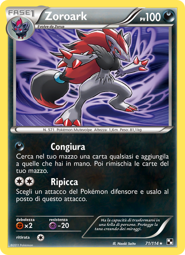 Zoroark 071/115 — Nero e Bianco (Italian Pokémon TCG card)