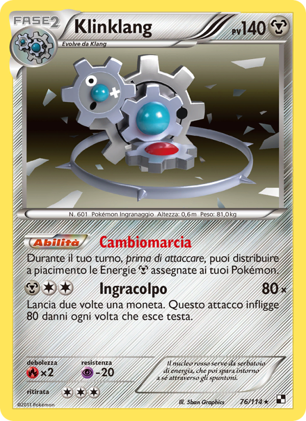 Klinklang 076/115 — Nero e Bianco (Italian Pokémon TCG card)
