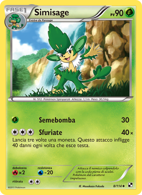 Simisage 008/115 — Nero e Bianco (Italian Pokémon TCG card)