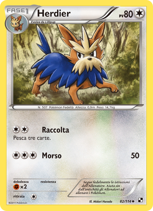 Herdier 082/115 — Nero e Bianco (Italian Pokémon TCG card)