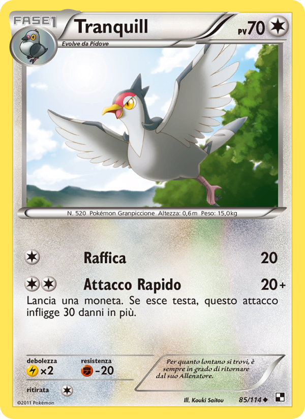 Tranquill 085/115 — Nero e Bianco (Italian Pokémon TCG card)