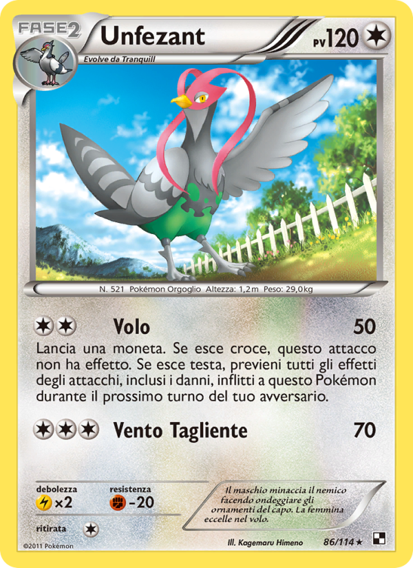 Unfezant 086/115 — Nero e Bianco (Italian Pokémon TCG card)