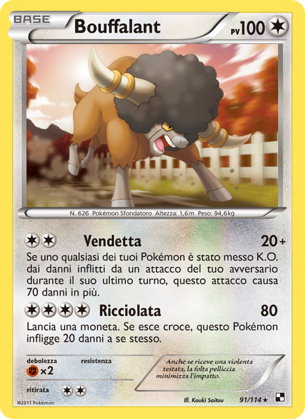 Bouffalant 091/115 — Nero e Bianco (Italian Pokémon TCG card)