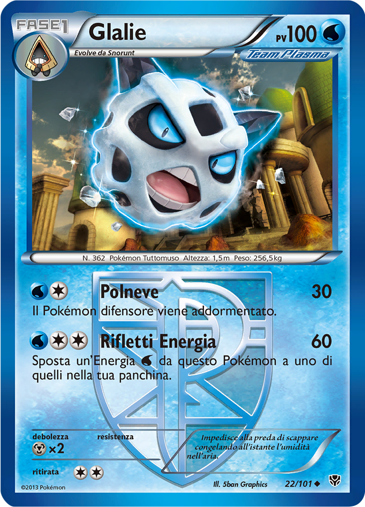 Glalie 22/101 — Esplosione Plasma (Italian Pokémon TCG card)