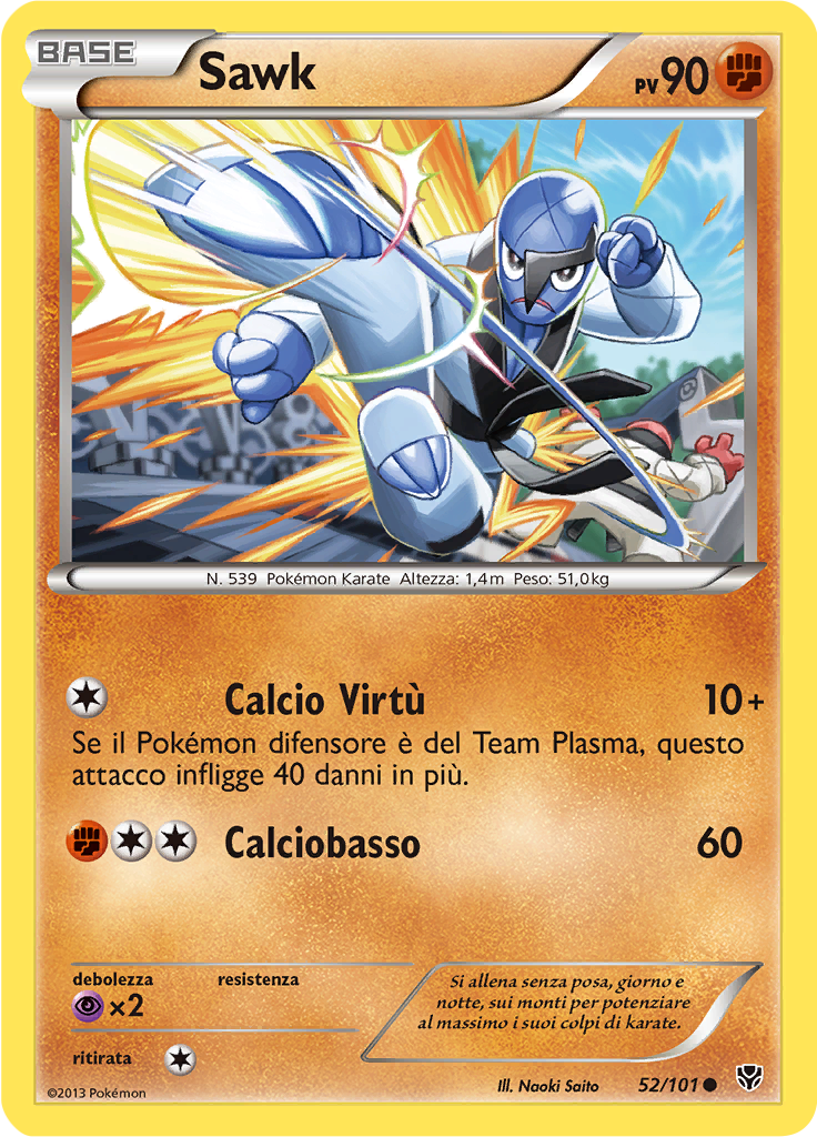 Sawk 52/101 — Esplosione Plasma (Italian Pokémon TCG card)