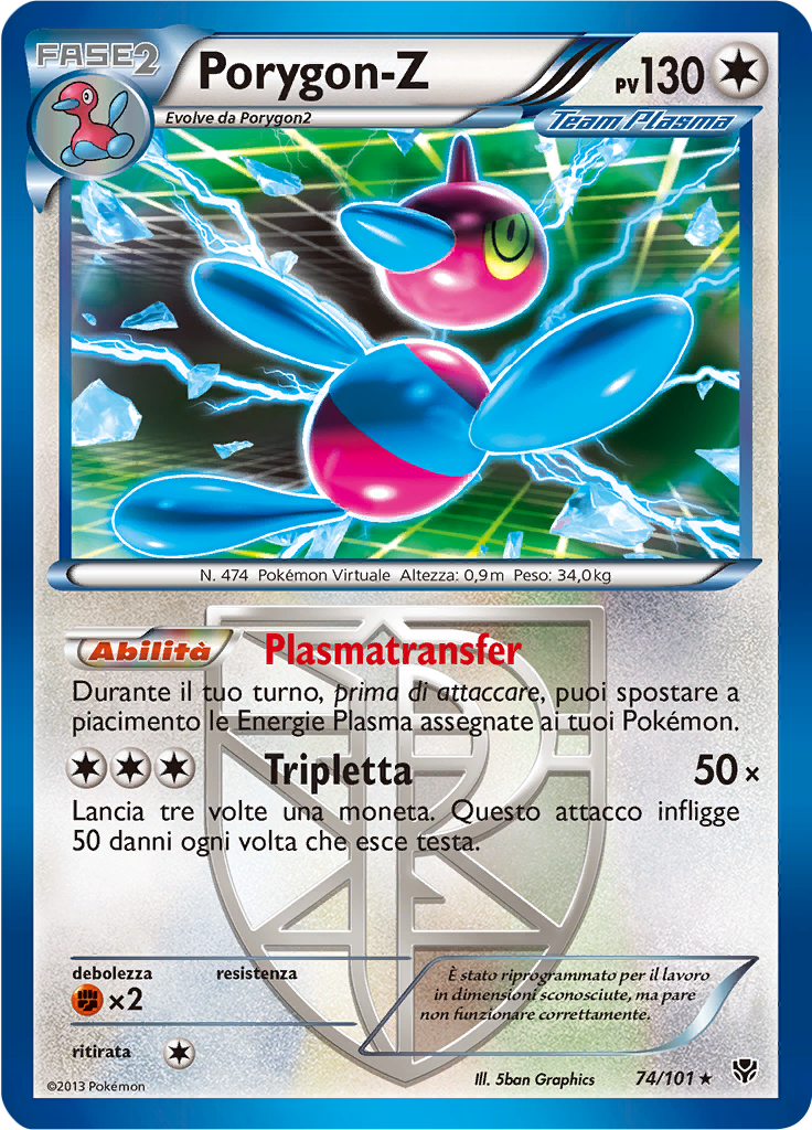 Porygon-Z 74/101 — Esplosione Plasma (Italian Pokémon TCG card)