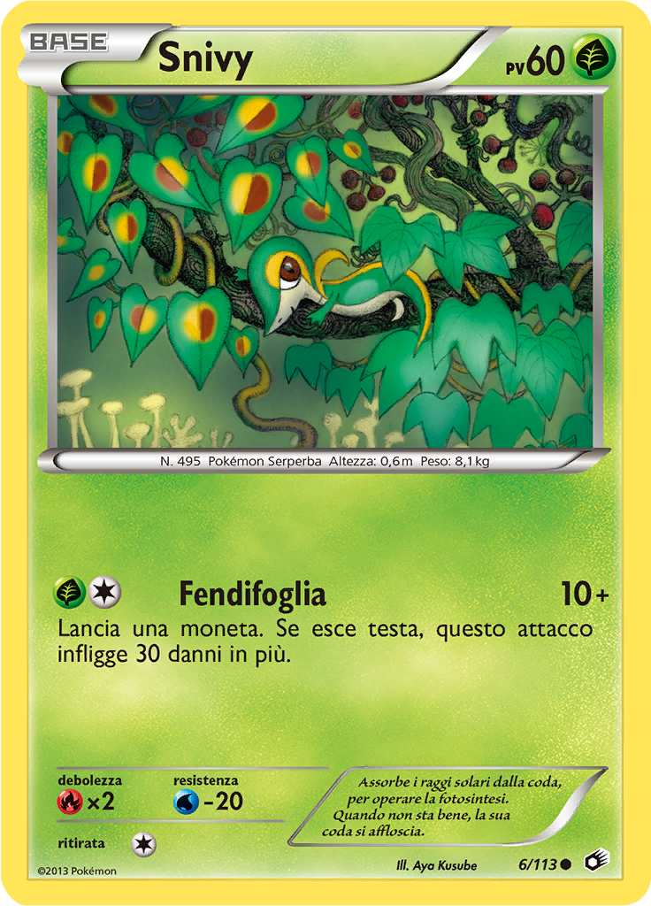 Snivy 6/113 — Tesori Legendari (Italian Pokémon TCG card)