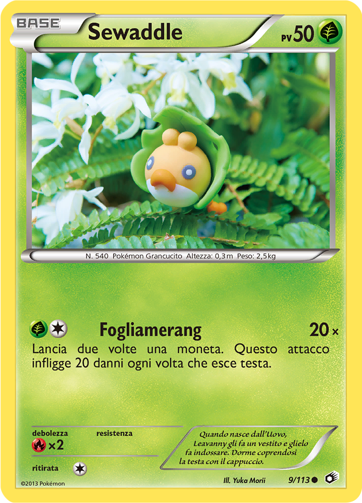Sewaddle 9/113 — Tesori Legendari (Italian Pokémon TCG card)