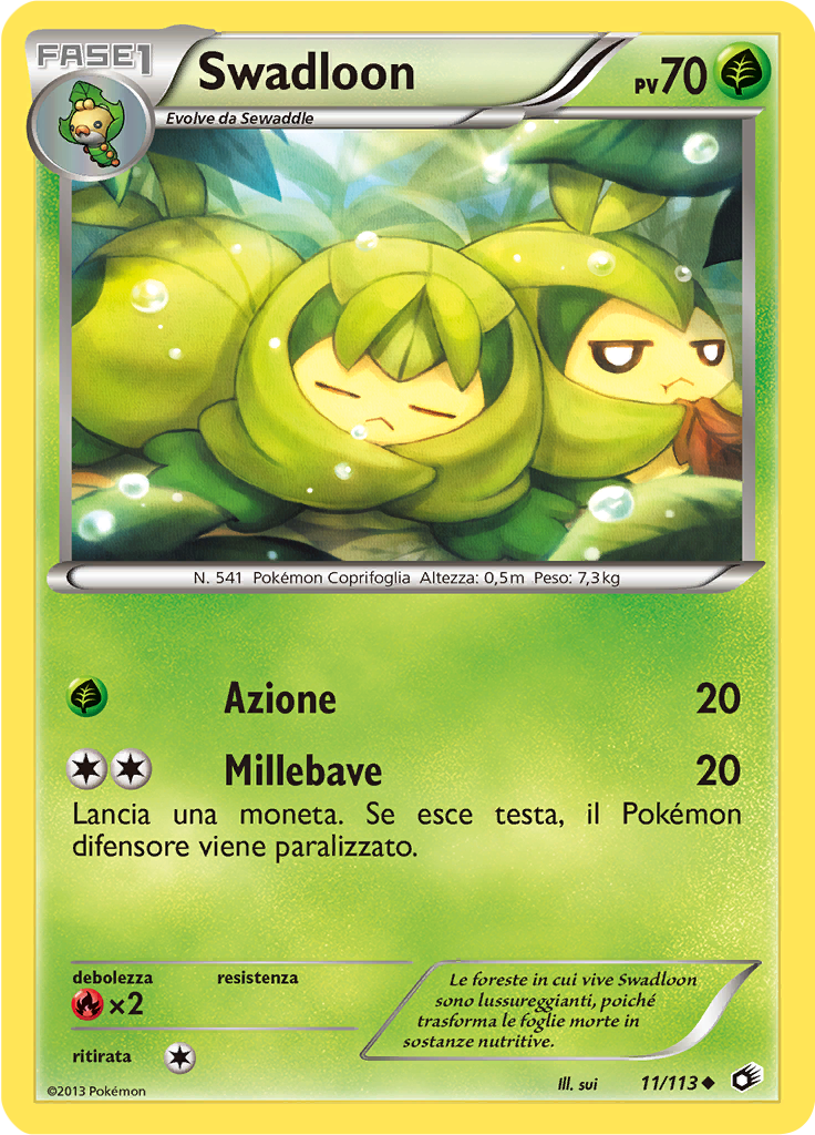 Swadloon 11/113 — Tesori Legendari (Italian Pokémon TCG card)