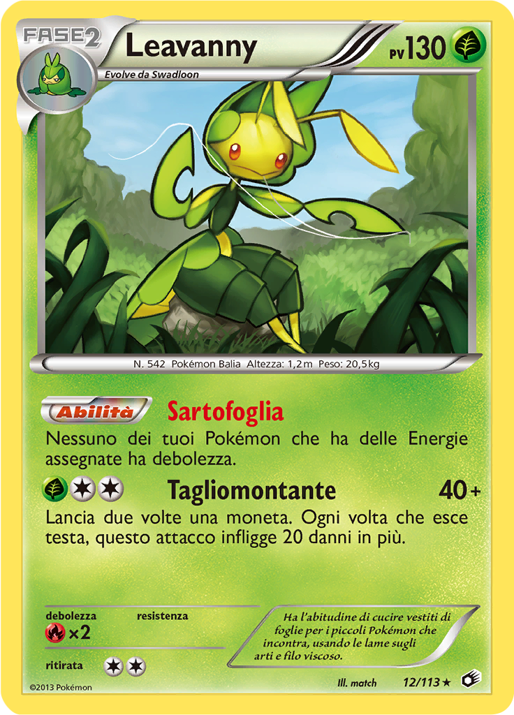 Leavanny 12/113 — Tesori Legendari (Italian Pokémon TCG card)