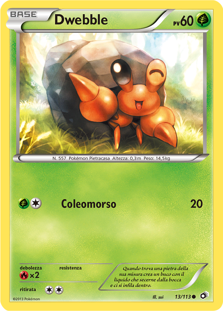 Dwebble 13/113 — Tesori Legendari (Italian Pokémon TCG card)