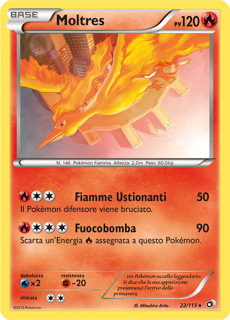 Moltres 22/113 — Tesori Legendari (Italian Pokémon TCG card)