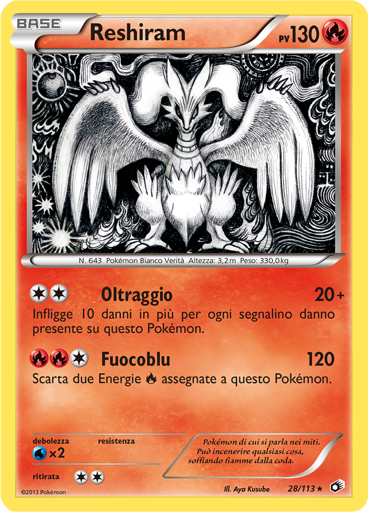 Reshiram 28/113 — Tesori Legendari (Italian Pokémon TCG card)
