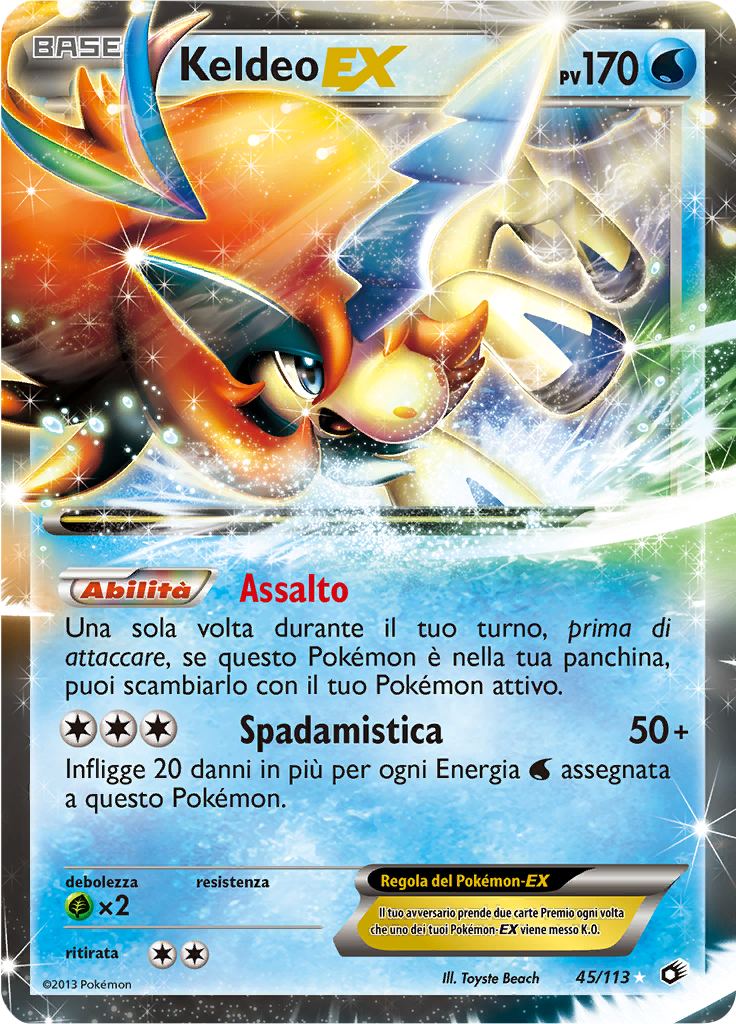 Keldeo EX 45/113 — Tesori Legendari (Italian Pokémon TCG card)