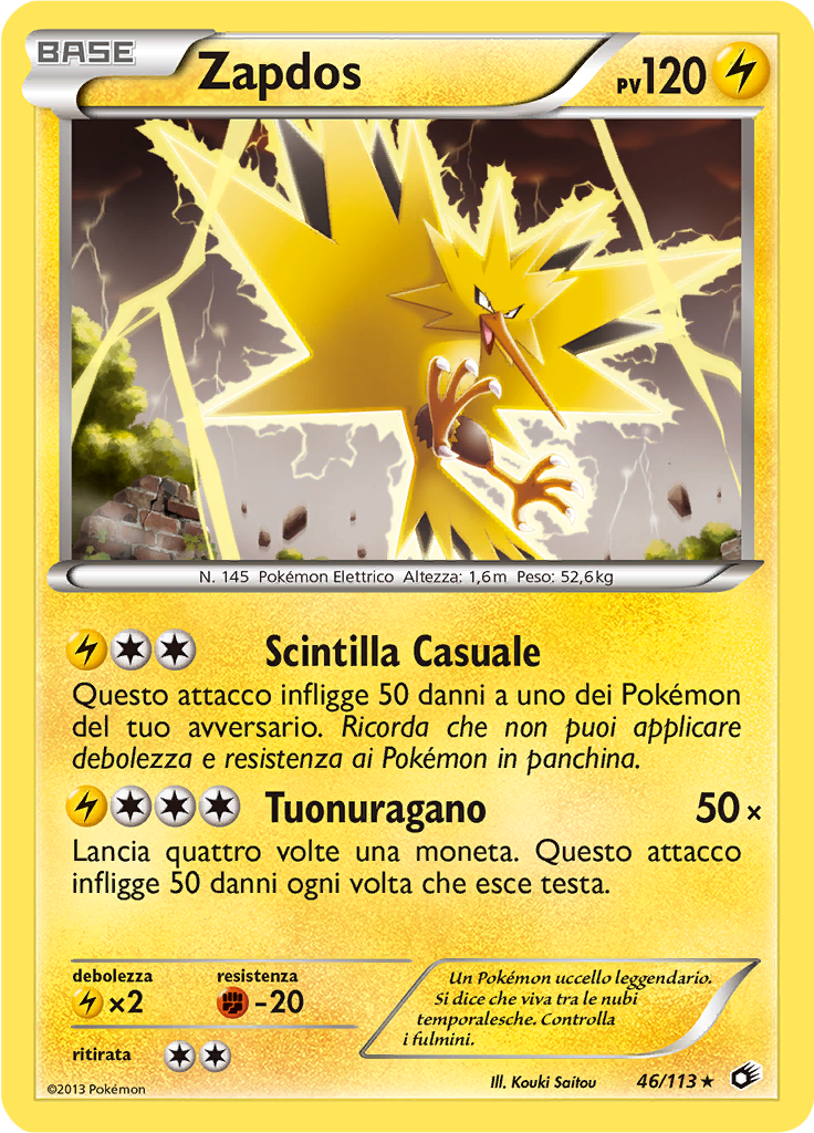 Zapdos 46/113 — Tesori Legendari (Italian Pokémon TCG card)