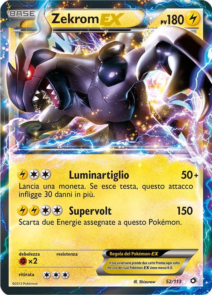Zekrom EX 52/113 — Tesori Legendari (Italian Pokémon TCG card)